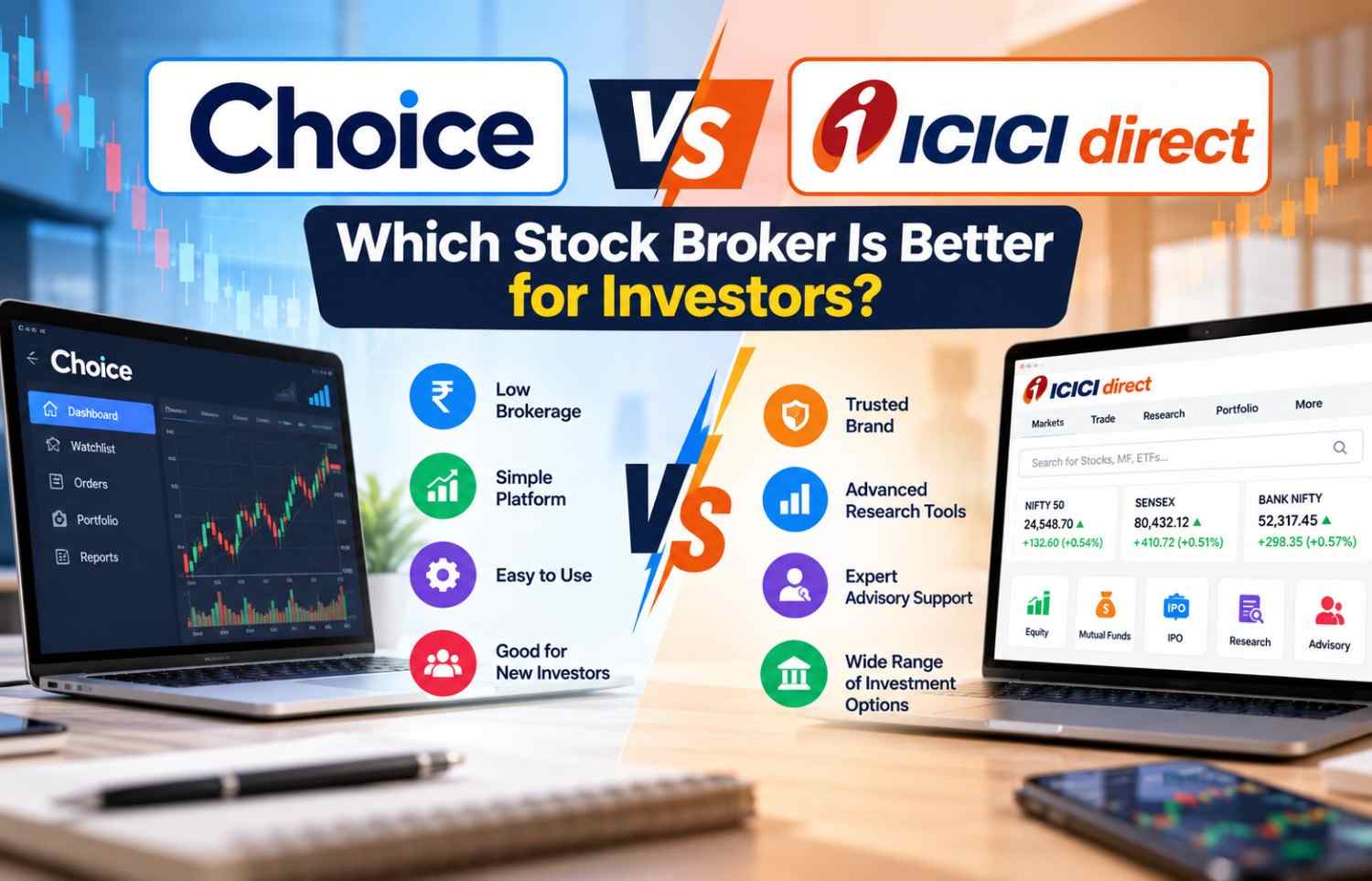 Choice vs ICICI Direct Which Stock Broker Is Better for Investors